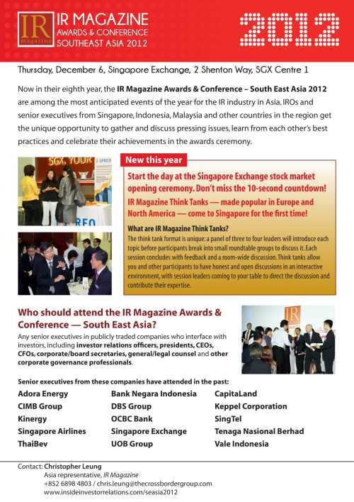 Investor Relations South East Asia Awards Brochure